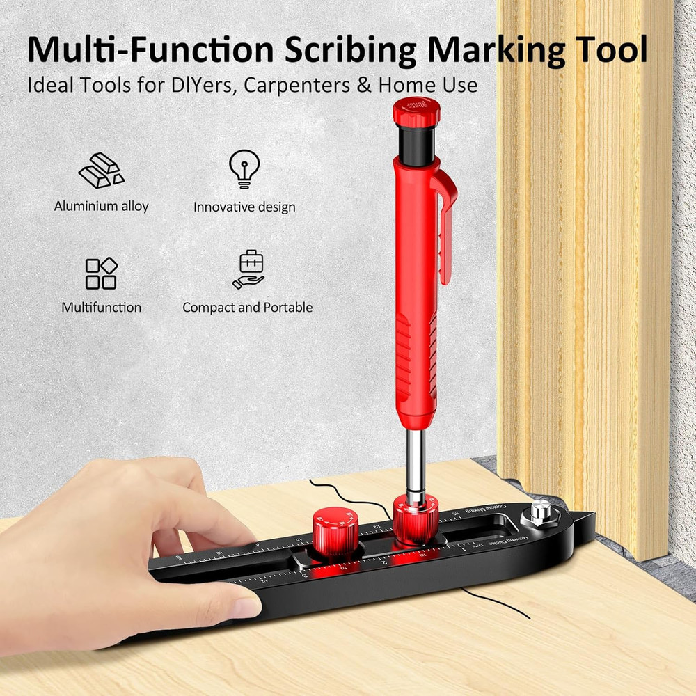 Multi-Function Scribing Tool DIY Woodworking Scriber Line Maker Portable Compass