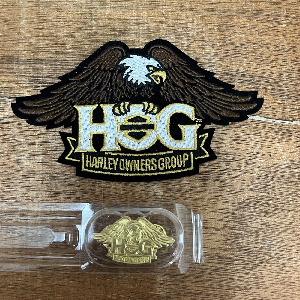 Authentic Harley Davidson Owners Group HOG Eagle Pin & Patch Lot