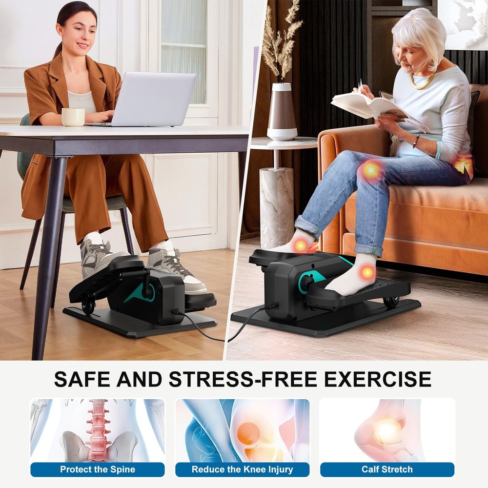 -018 Under Desk Elliptical 12 Speed 5 Modes Mini Motorized Leg Exerciser Whil...