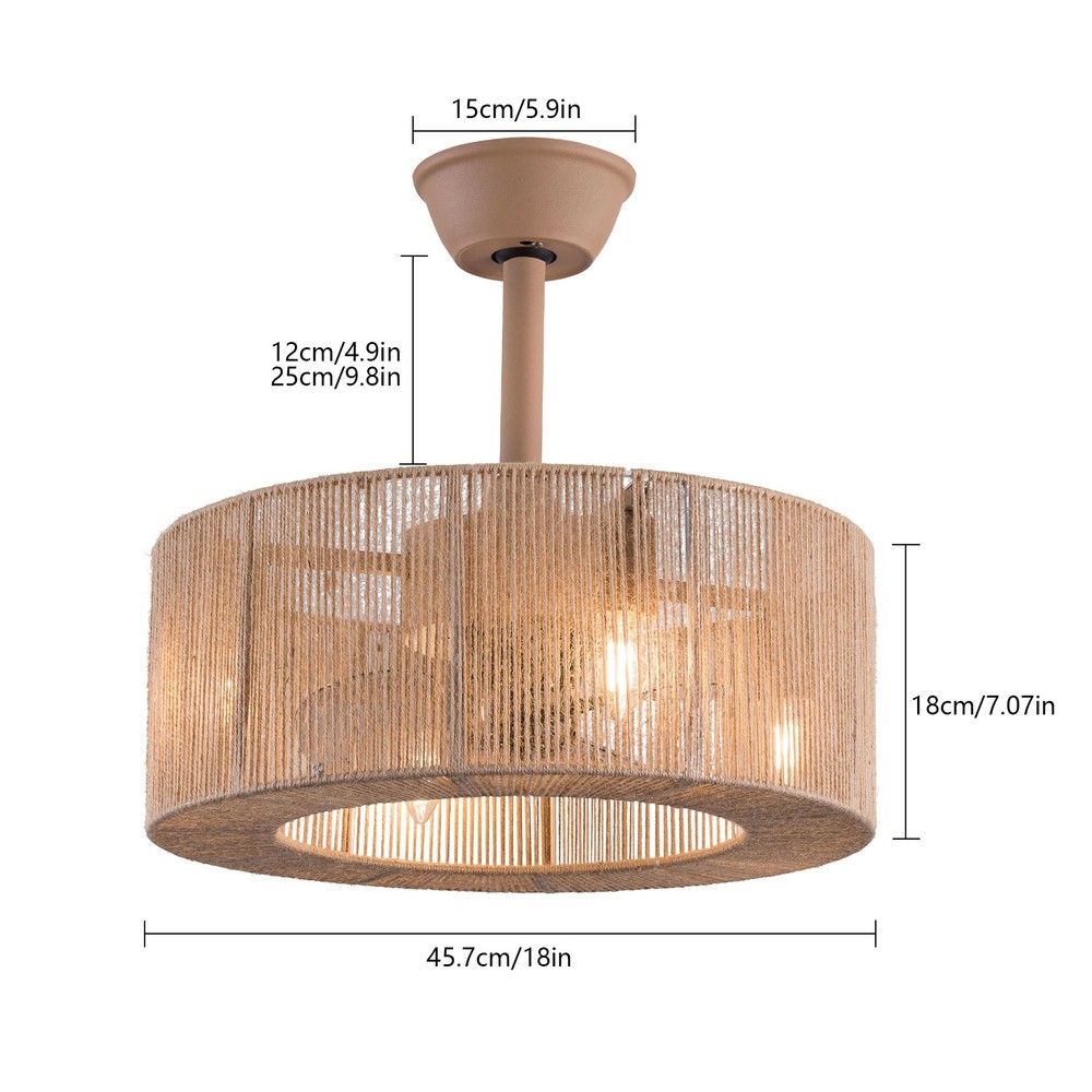 18'' Caged Ceiling Fan Light with Remote Control Chandelier Flush Mount Light