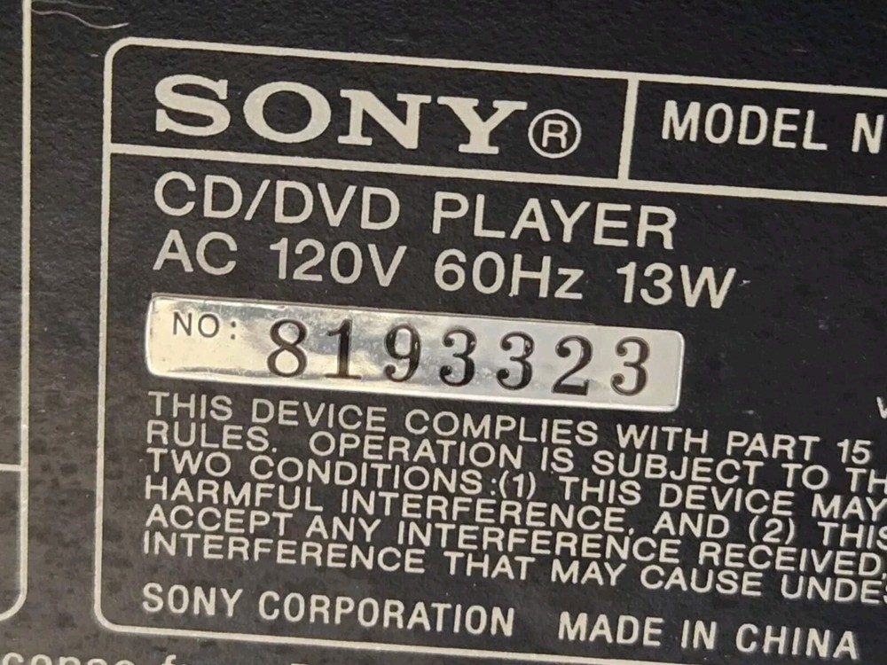 SONY DVD/CD Player DVPS - 350 Digital Doby Component Video Output/ Virtual...