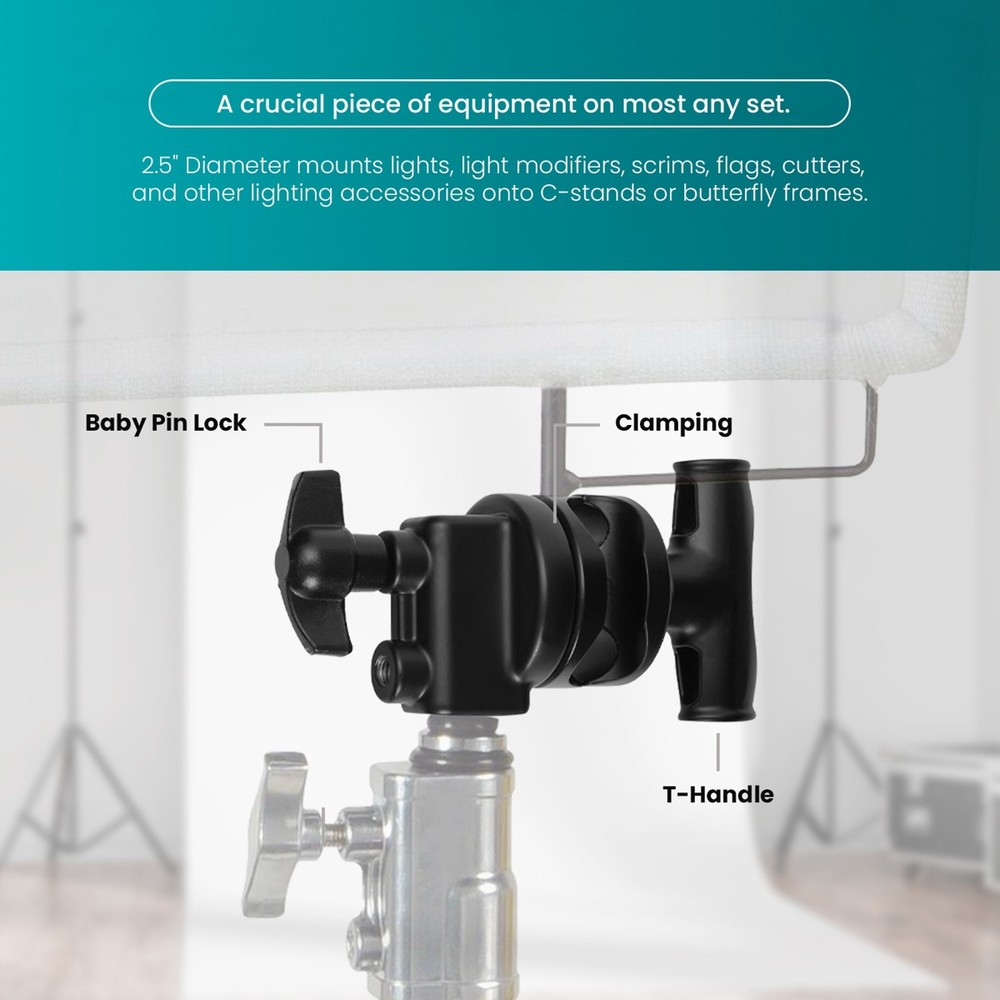 Flashpoint 2.5" Pro Grip Head for Lights and Accessories, Black