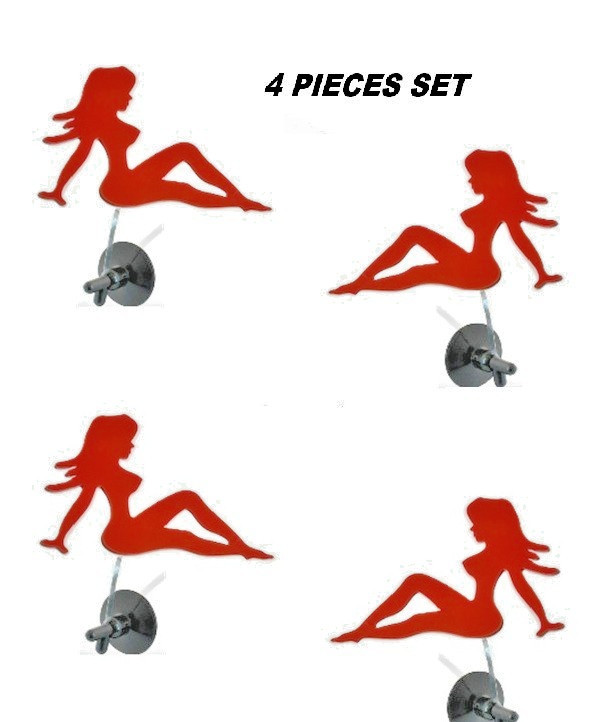 4 PIECES SET Plastic Waving Lady for Windshield RED COLOR SET