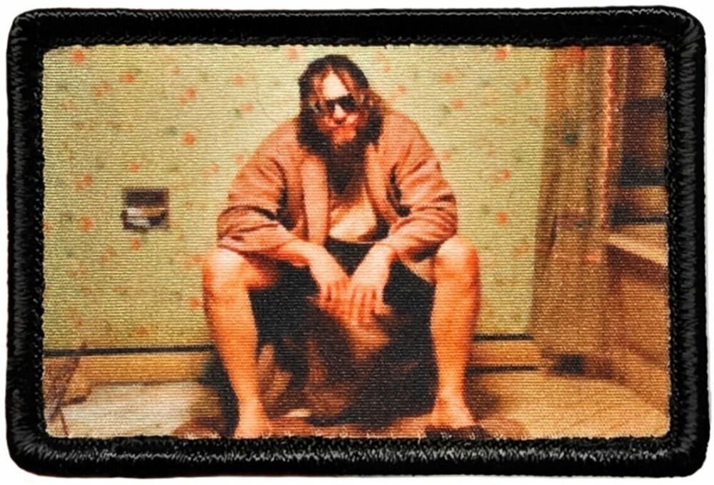 Big Lebowski The Dude Toilet Bathrobe Patch -2PC Hook Back 3'x2" Sublimated
