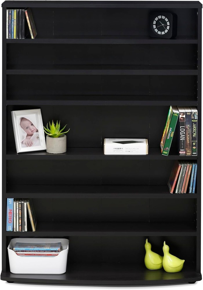 Versatile 6-Shelf Espresso Multimedia Storage Tower for Media Essentials=
