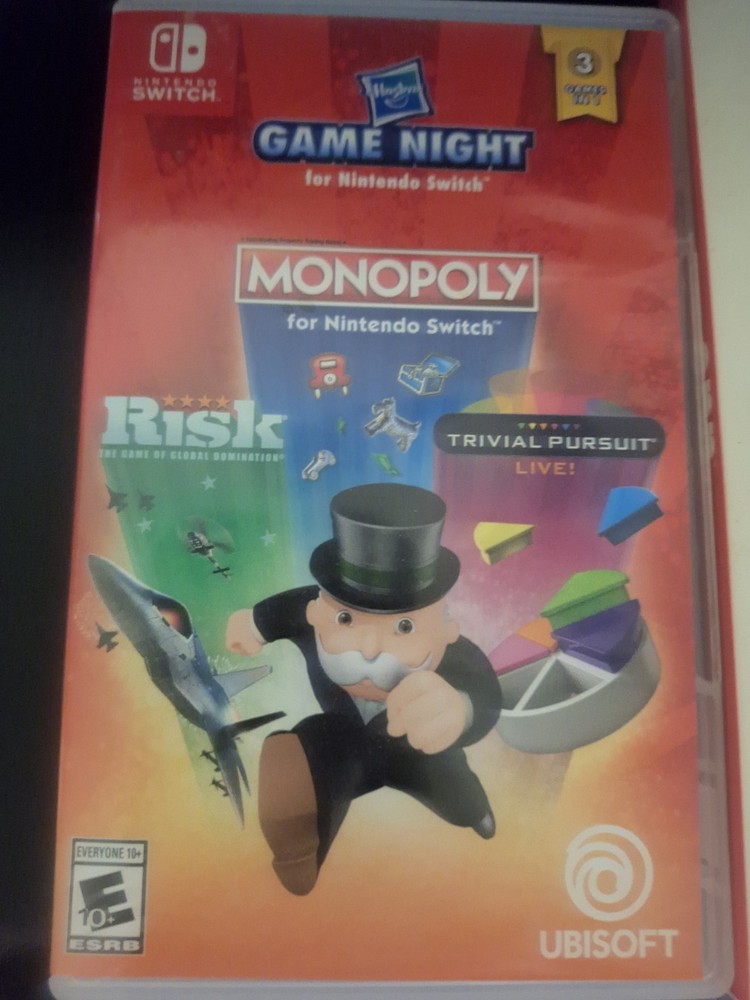 Nintendo Switch Bundle Game Night Monopoly + Onn. Glass 2 Corning Screen Protect