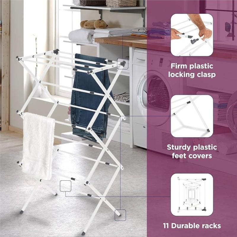 Foldable Drying Rack Metal Collapsible Laundry Space Saving Portable Air Drying