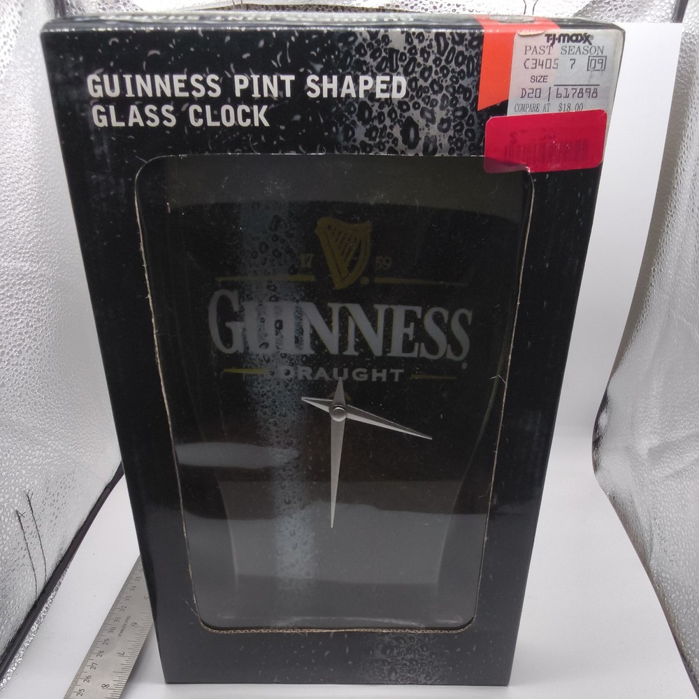 Guinness Draught Pint Glass Shaped Wall Clock. NIB