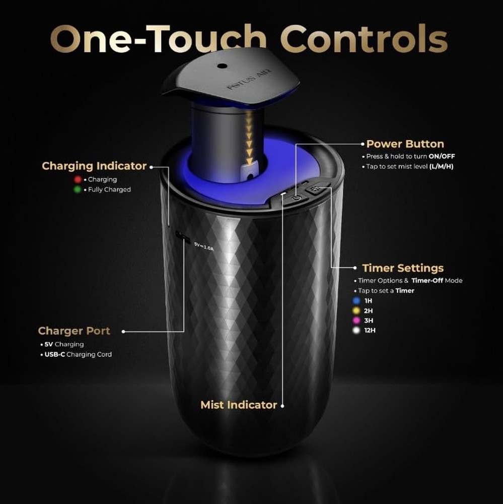 Waterless Essential Oil Diffuser – Portable Cordless Aromatherapy Diffuser