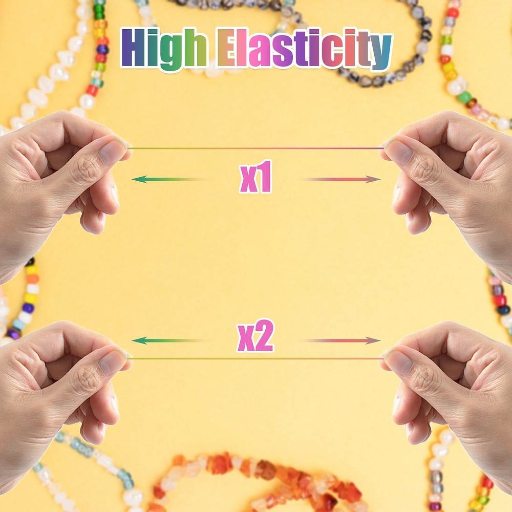Dreamtop 1mm Stretchy Bracelet String, 100 Meters Rainbow Bead String