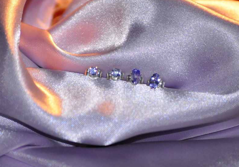 TWO PAIRS OF PETITE TANZANITE EARRINGS 5mm X 3mm OVAL & 3mm ROUND