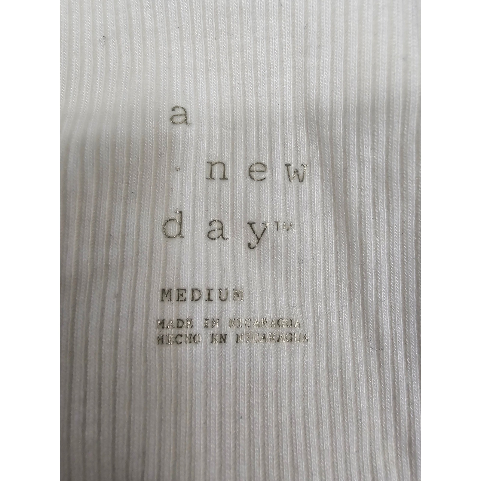 A New Day Womens White Ribbed Lace Trim Cami Tank Top Medium X0PWP8 NWT