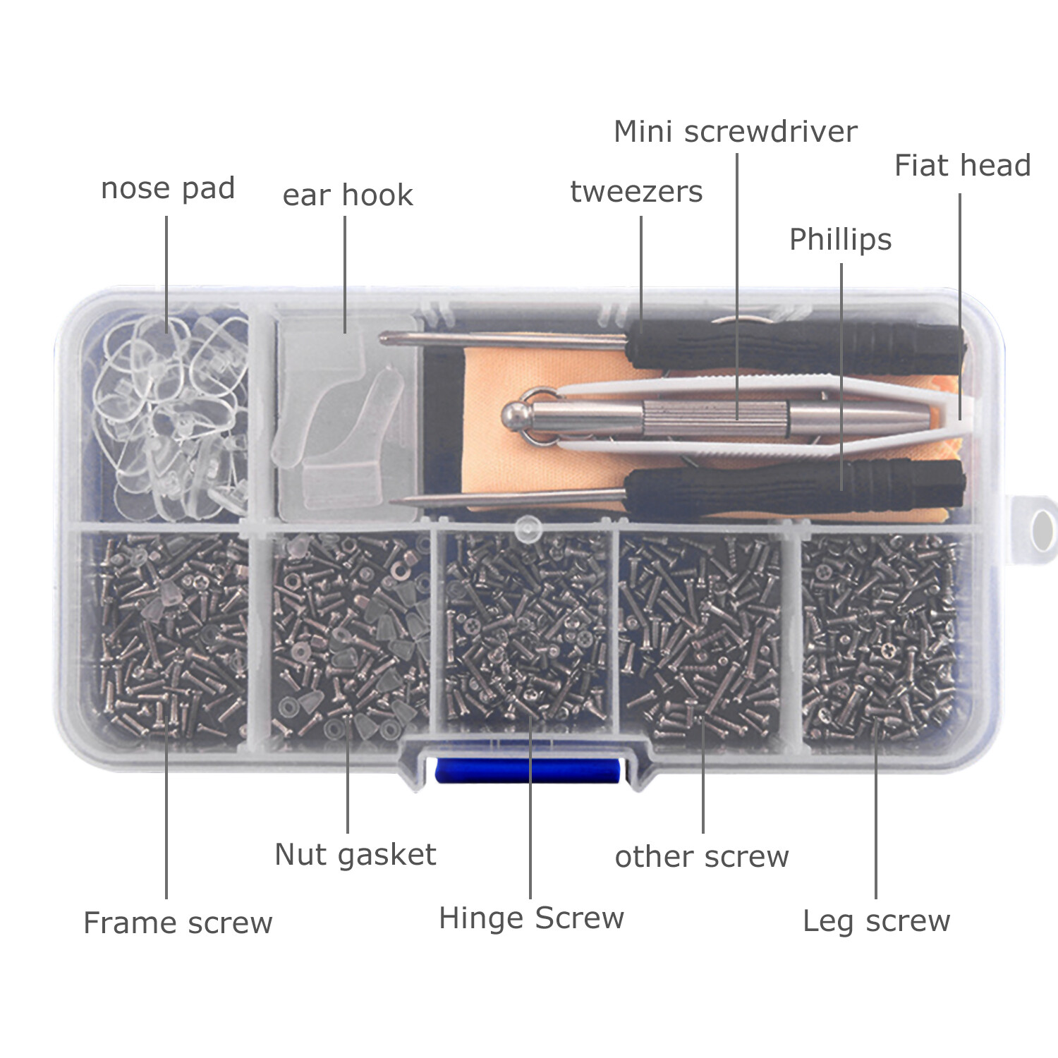 Screw Nut Nose Pad Optical Repair Tool Assorted Kit Set For Eyeglass Sunglasses