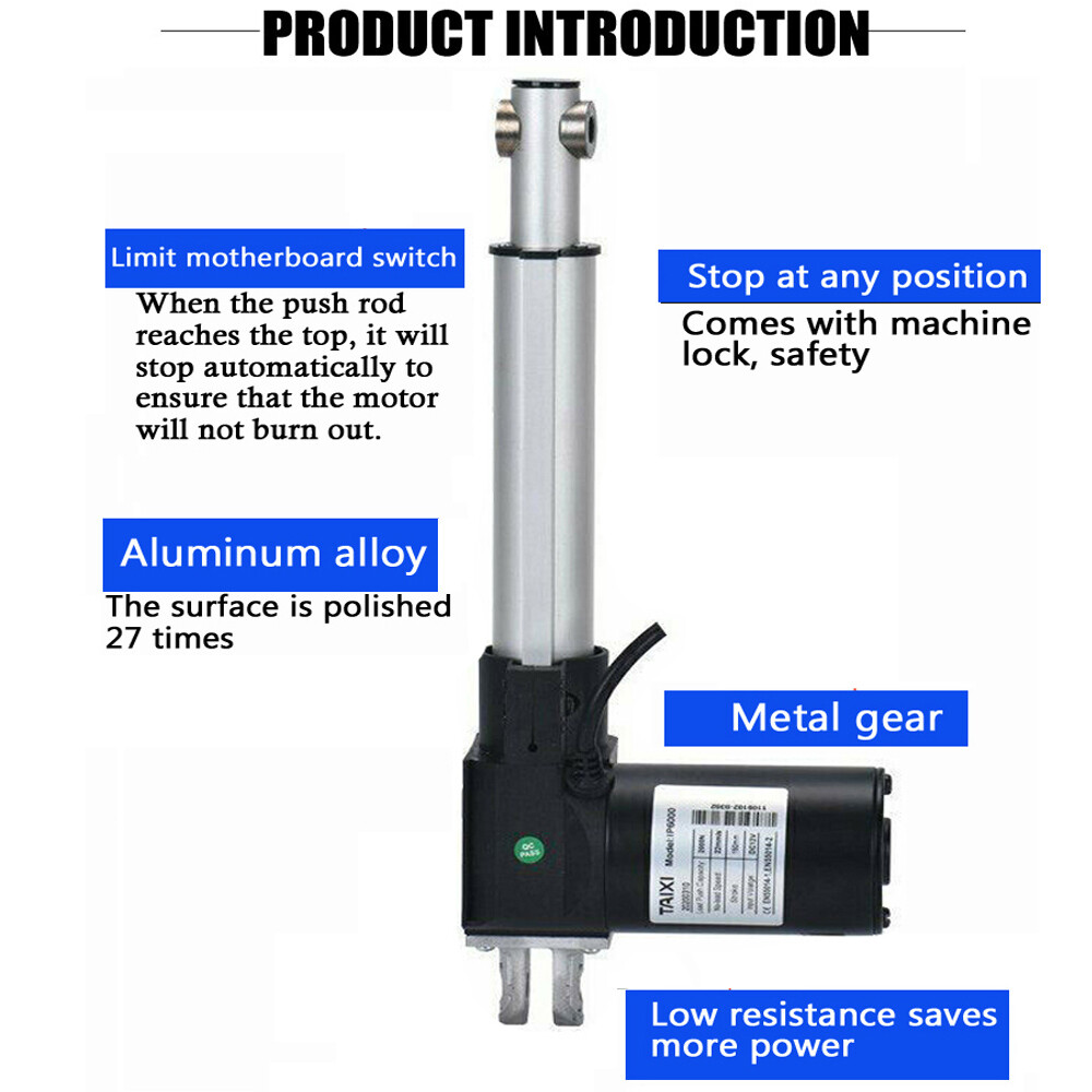 6000N 1320lbs 12V Heavy Duty Linear Actuator 2" - 40inch 1000MM Stroke Electric