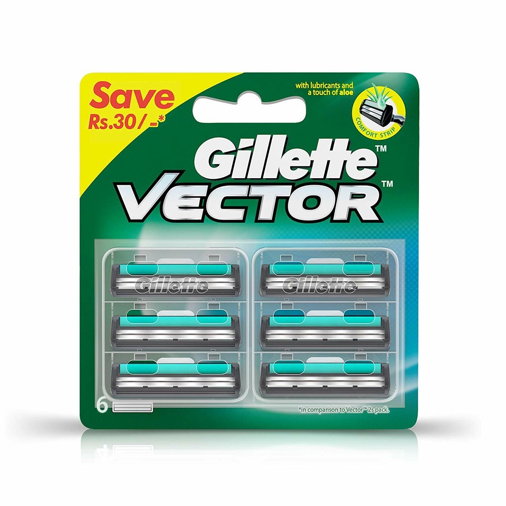 Gillette Vector Plus Manual Shaving Razor Blades 6s Pack.