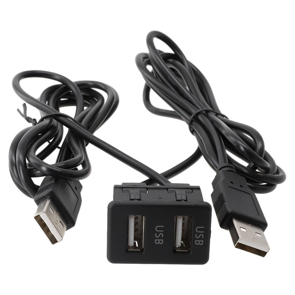 150CM Car-Dash Flush Mount AUX USB Port Panel Dual USB Extension Adapter Cable