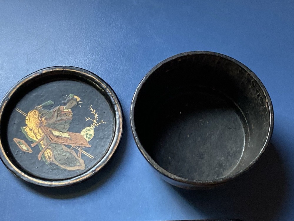 Antique Paper Mache Lacquered Snuff Boxes