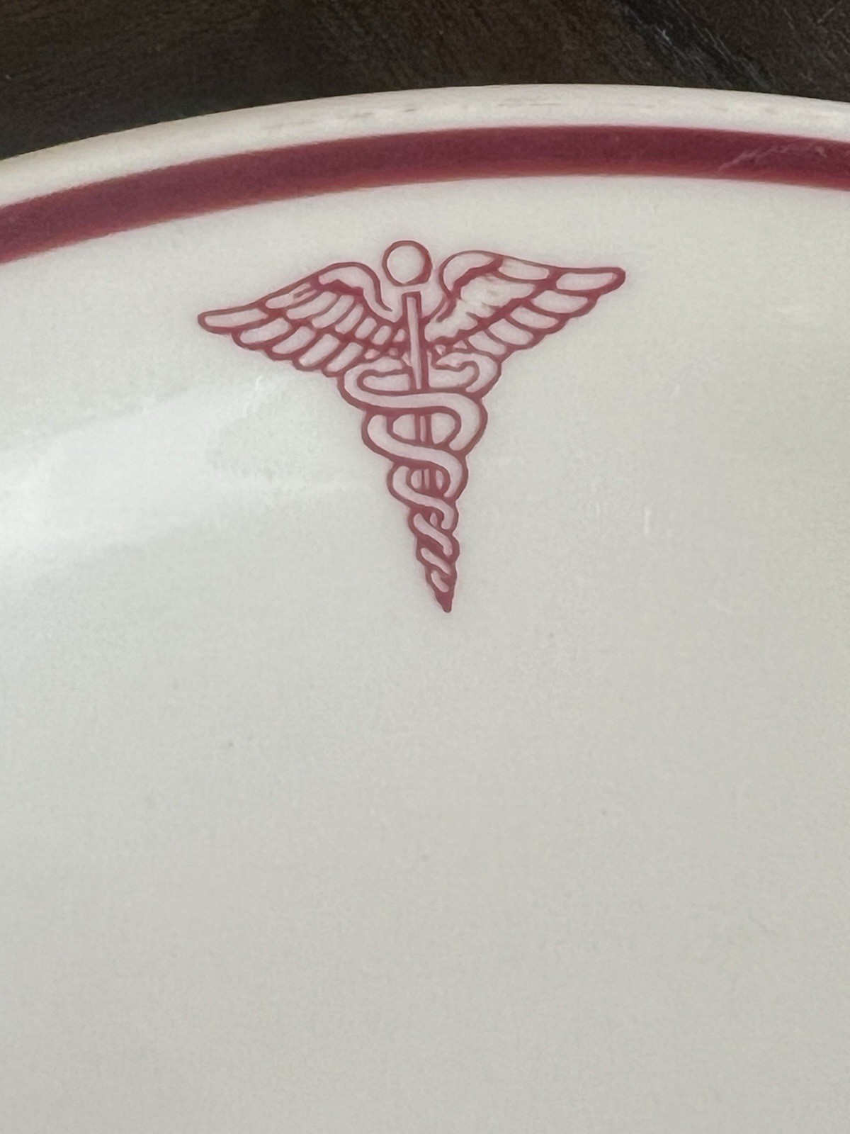 Set of 2 Vintage 9” Dishes Army Medical Corps Red Caduceus Homer Laughlin