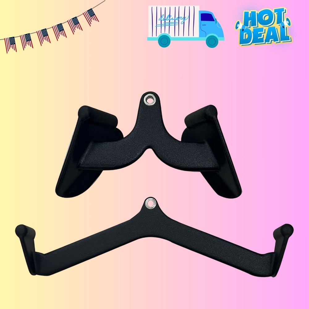 LAT Pulldown Attachments Set – Cable Machine LAT Bar, T-Bar & V-Bar for Home Gym