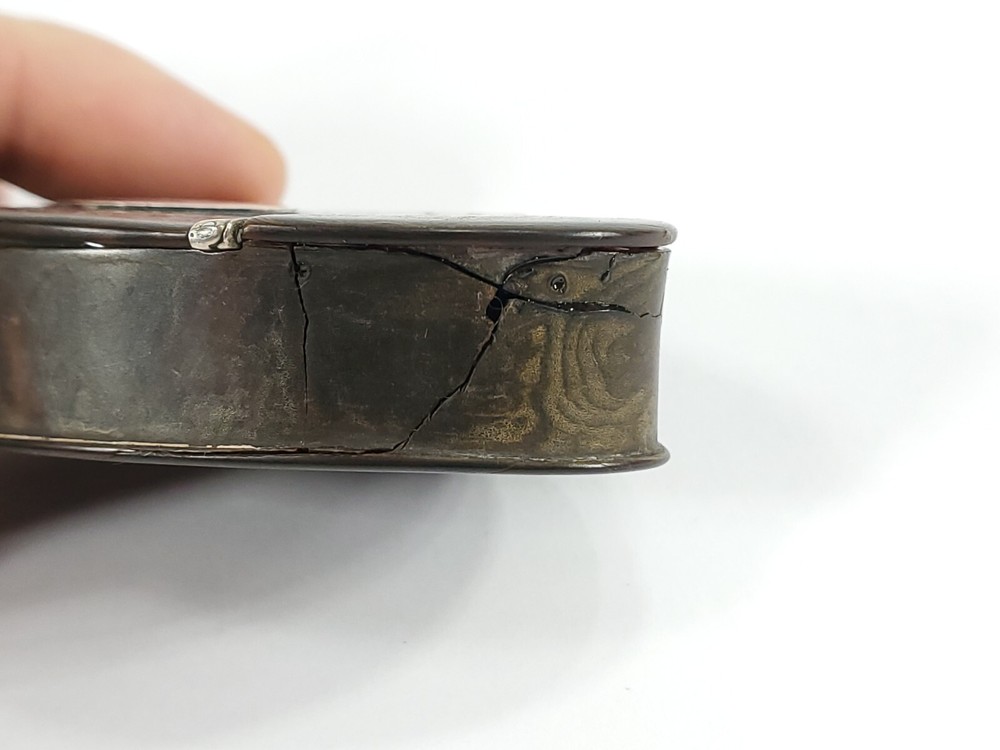 Antique 19th c. Sterling Silver & Shell Snuff Box