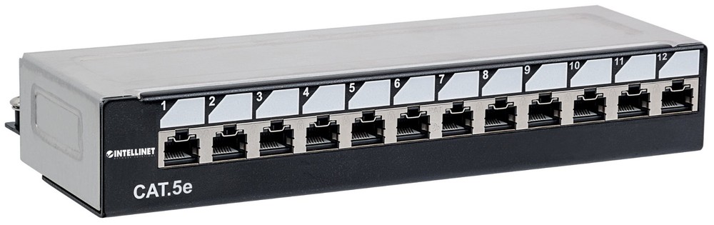 12-Port 1U Cat5e Unshielded Patch Panel, Top Entry Punch Down, Locking Function