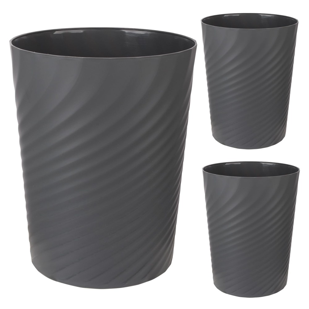 UUJOLY Plastic Small Trash Can Wastebasket, Garbage 3 Pack, Dark Grey