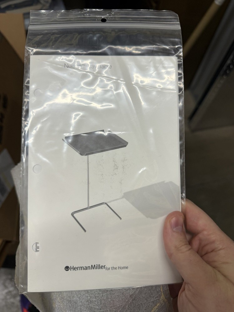 Authentic Herman Miller Walnut Adjustable Height Nelson Tray Table With Box