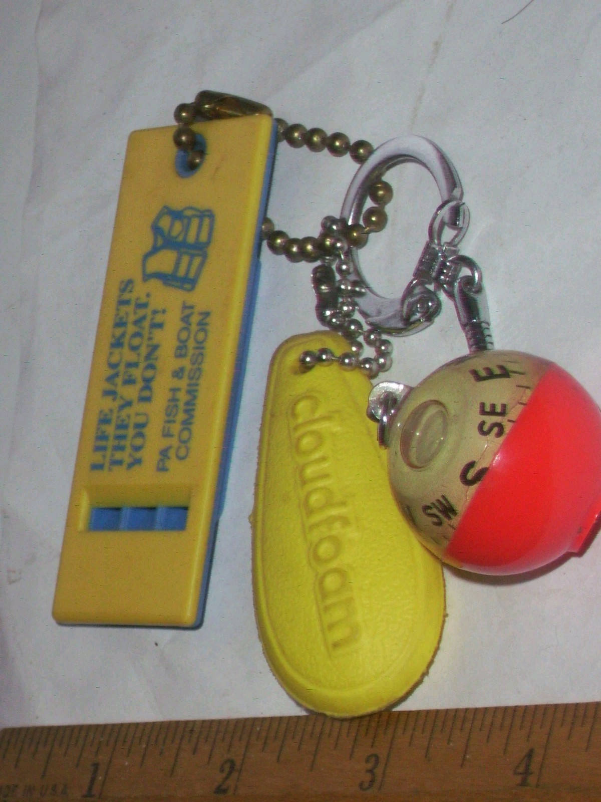 Nice Frankenstein set Safety boating gear, floating key chain, whistle & compass