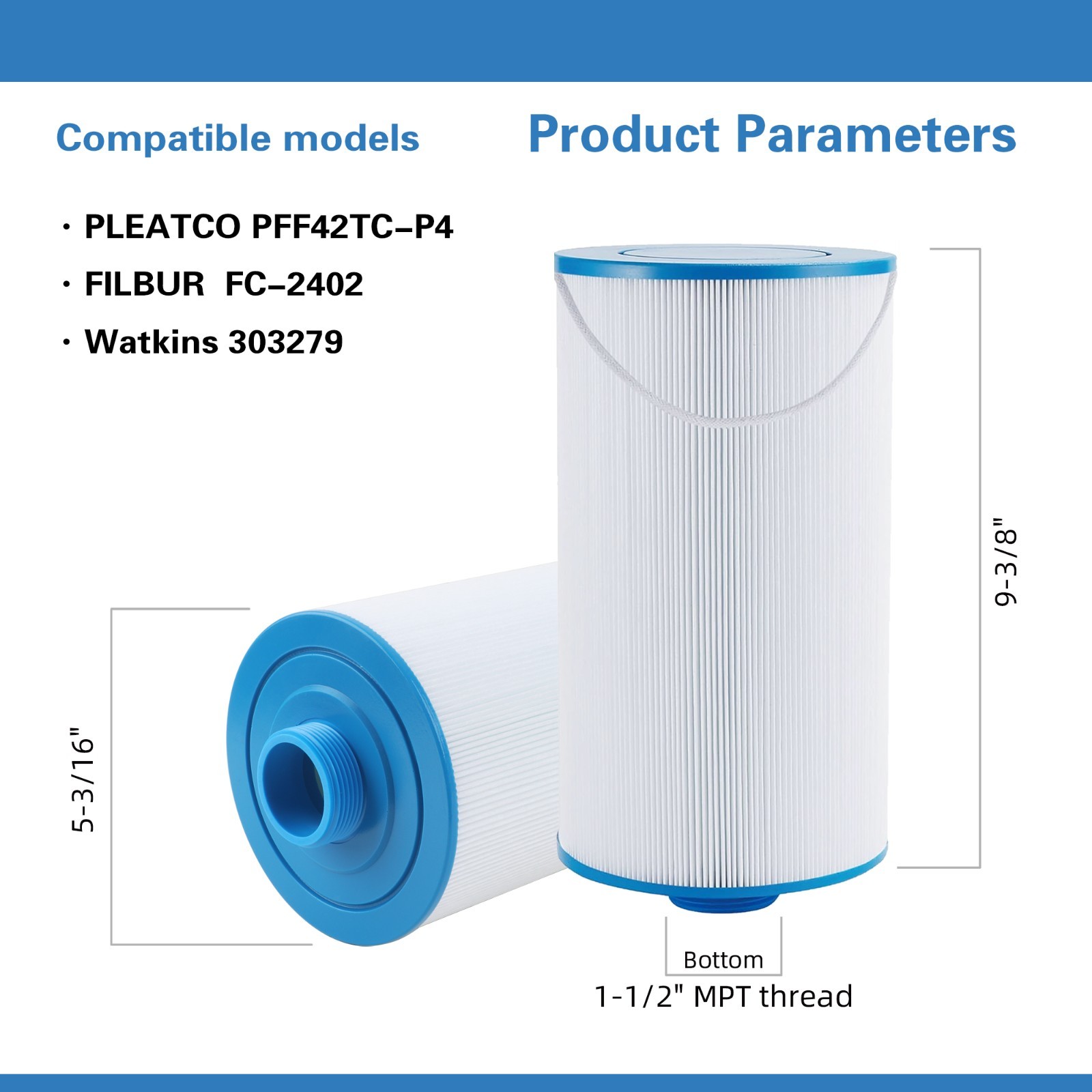 AMIBRON 303279 Hot Tub Filter Replaces Filbur FC-2402, 5CH-37, PFF42TC-P4