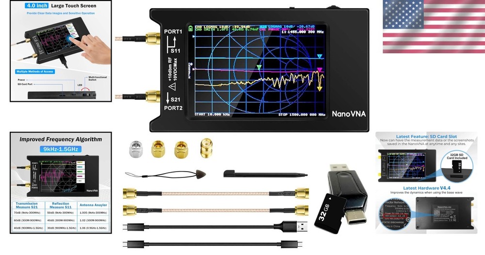 VNA Antenna Analyzer 1.5GHz Touchscreen