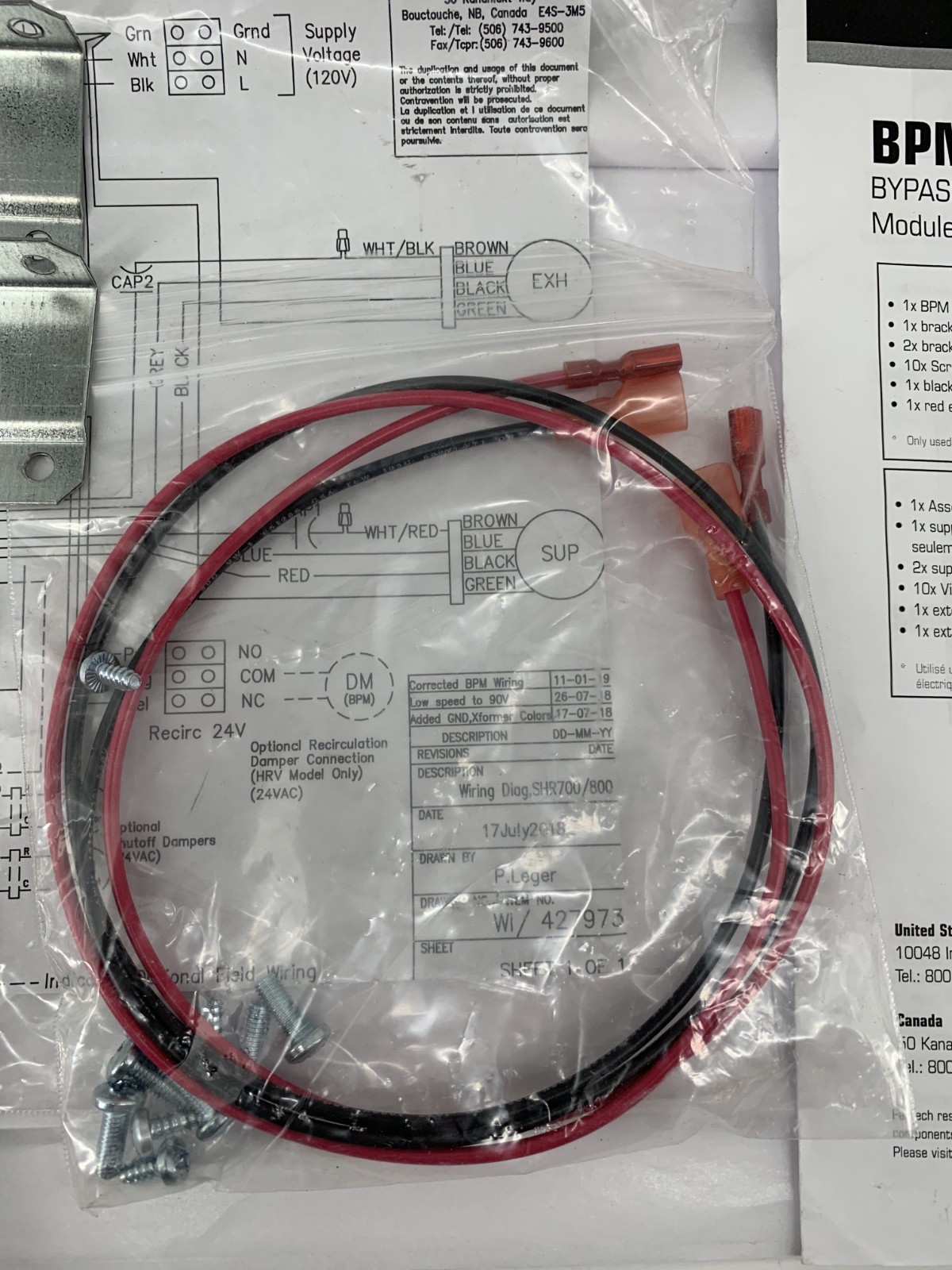 Fantech BPM0814 99300 8" x 14" 3-Way Heat Recovery Ventilator By-Pass Module 24V