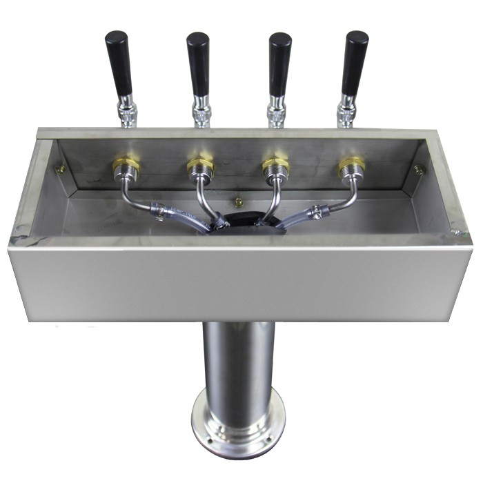 Kegco TTOW-4F-SS Polished Stainless Steel T-Style 4 Faucet Taps Beer Tower