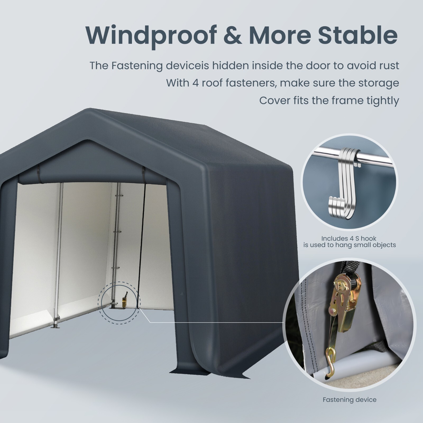 8x12' Outdoor Storage Shelter Shed Portable Canopy Carport Garage with 2 Doors