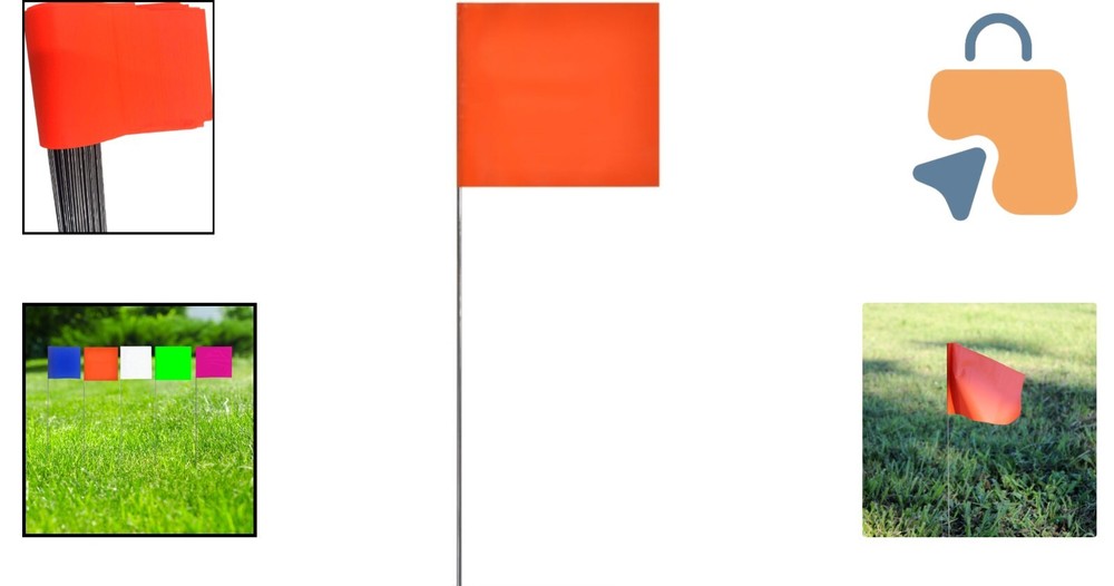 Durable 100-Pack Orange Marking Flags for Landscaping and Construction Projects