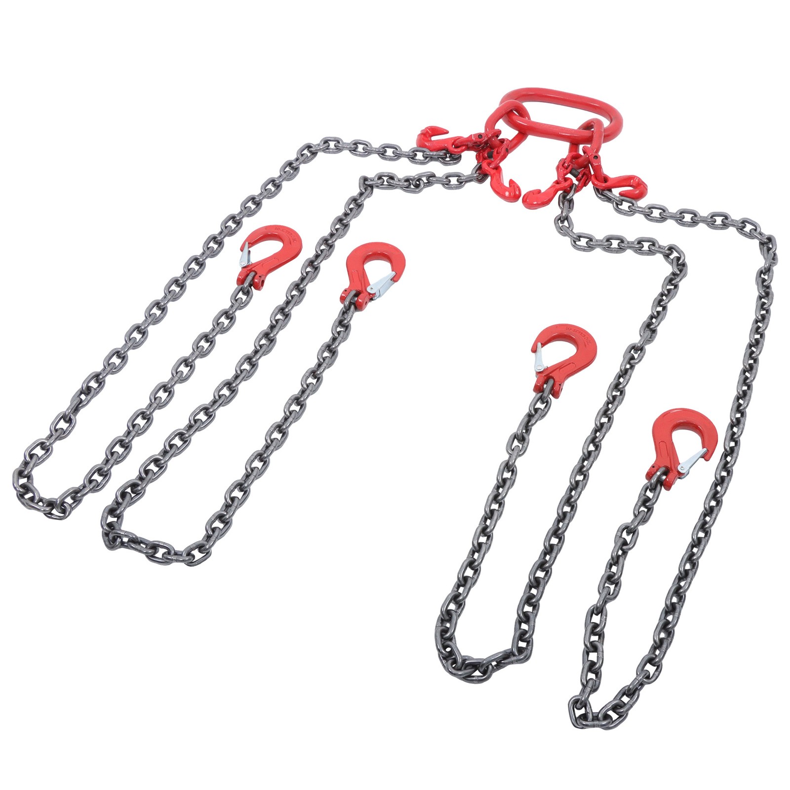 11000 lbs 5/16" x 5' Chain Sling 4 Legs G80 Lifting Chain with Grab Hooks
