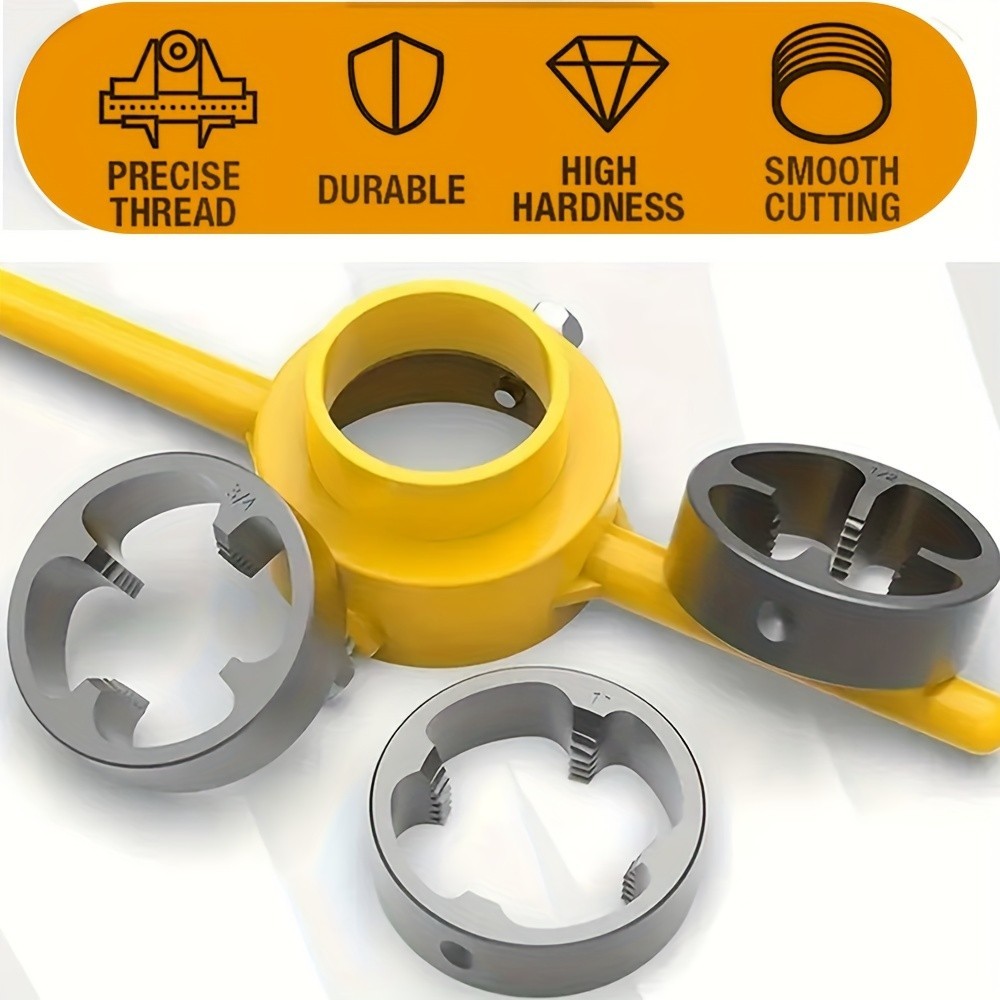 PVC Pipe Threading Tool Set - Multiple Dies for Plumbing & Pipe Repairs