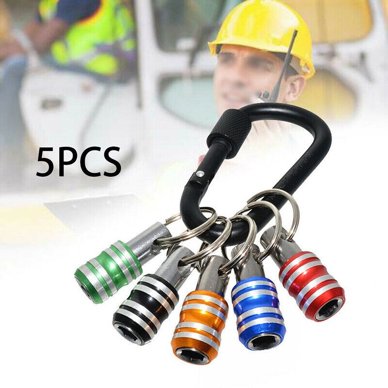 5 Pcs 1/4" Hex Shank Quick Release Key Chain Screwdriver Bit Holder Bits Set e
