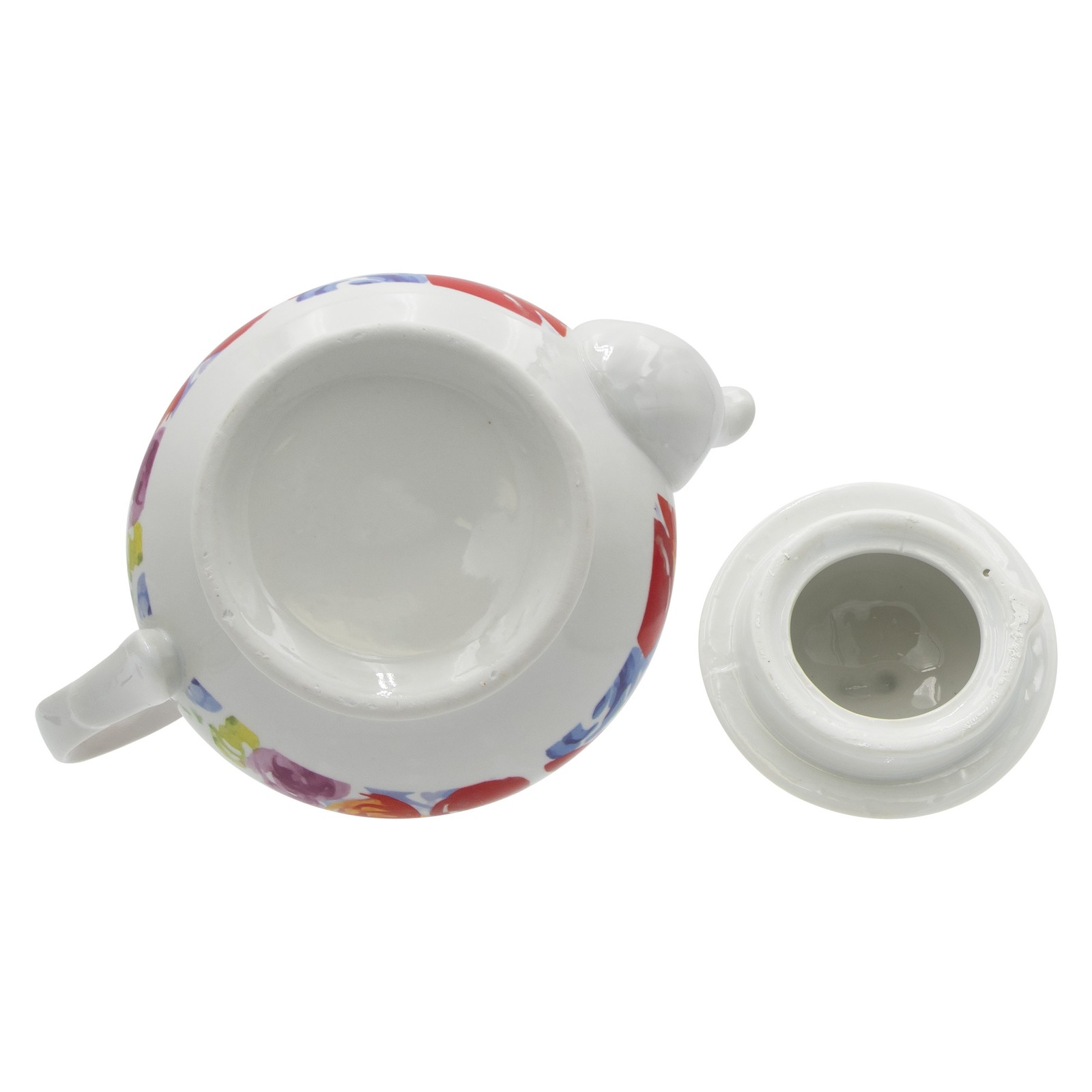 Floral Watercolor White Ceramic 32oz Teapot