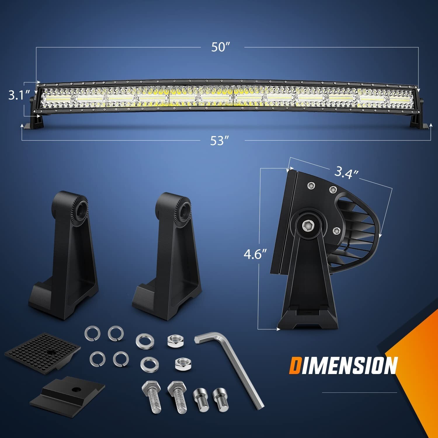 Nilight 50 Inch LED Light Bar Curved Triple Row Spot Flood Combo LED Work Light