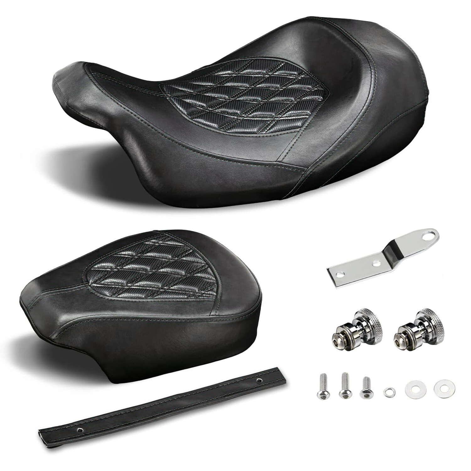 For Harley Davidson Touring CVO Road King Driver Passenger Seat Black Stitching