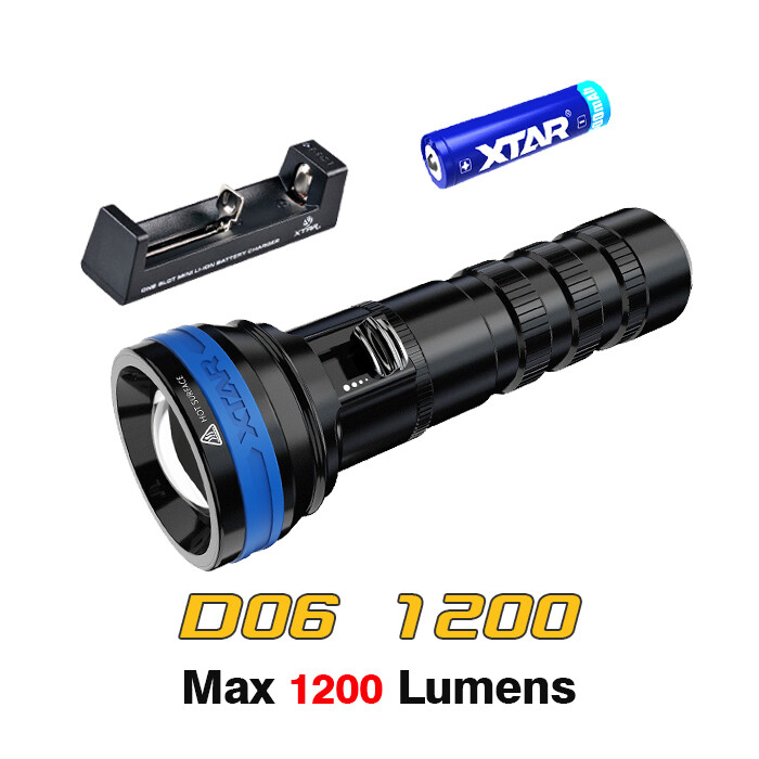 XTAR D06 1200 Flood Beam Scuba Diving Flashlight Torch