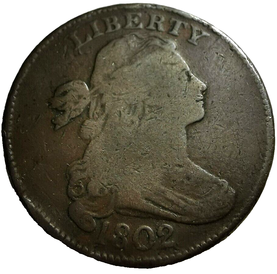 1802 US Draped Bust Large Cent Coin S-236