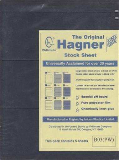 Stamp Album Stock Sheets Single Side 5 Pages 3 Rows Black Polyester Film Hagner
