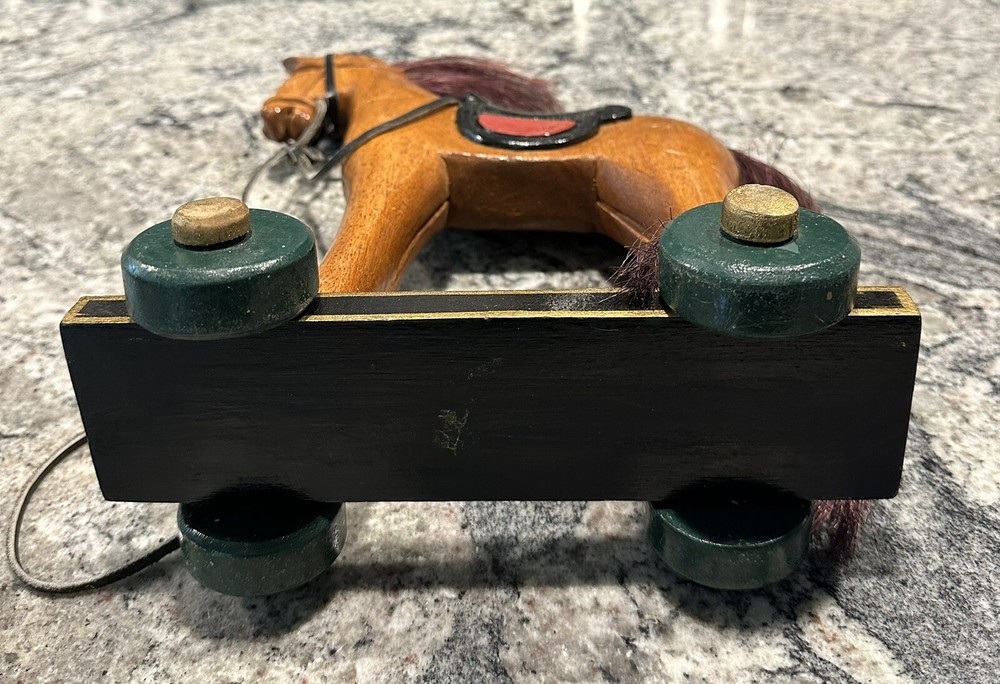 Vintage Horse On Wheels With Pull String