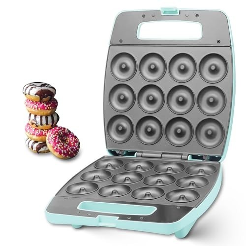 Mini Donut Maker Machine - Bake 12 Mini Doughnuts, Perfect for Breakfast & Snack