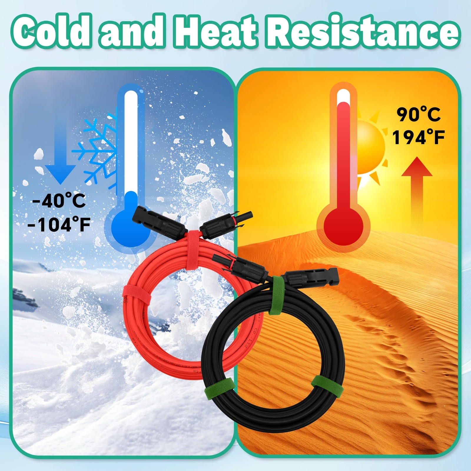 ZGeftcyimao 25 FT Solar Extension Cable, 10 AWG(6 mm²) 25 feet, Black & Red