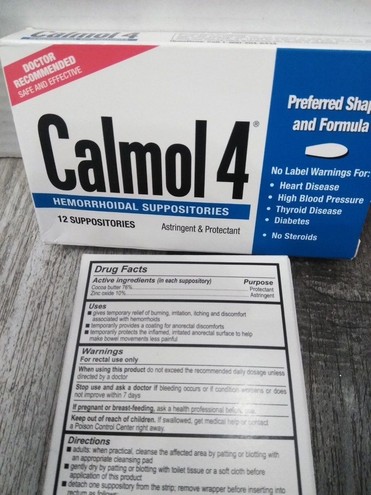 Calmol 4 Hemorrhodial Suppositories, 12 Count EA (2PK BUNDLE)