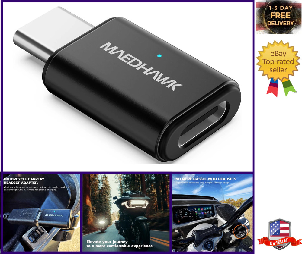 Motorcycle CarPlay Bluetooth Headset Adapter with Passthrough