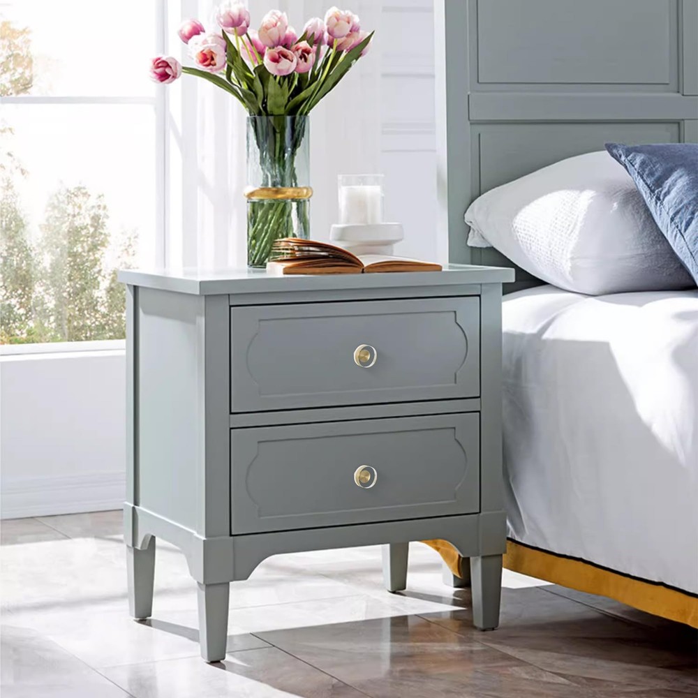 20 Pack Gold Cabinet Knobs, 1-1/4" Round Clear Glass and Brass Drawer Knobs, ...