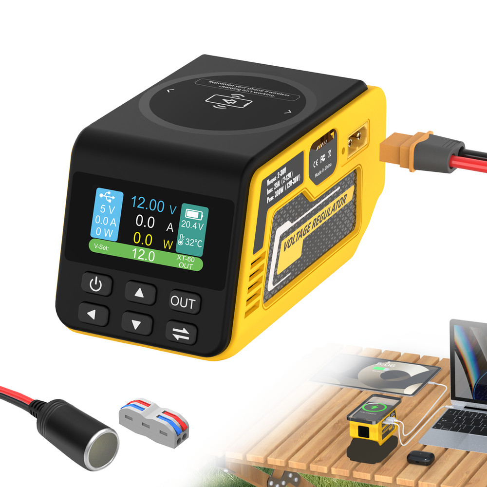 2-30V 300W Adjustable Voltage Regulator Compatible with Dewalt 20V Battery